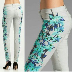 7FAM Skinny placement floral side jeans